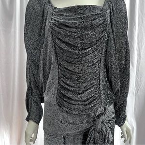 VINTAGE 80s lurex dress w/drop waist & self bow. Size 9/10. Excellent condition!